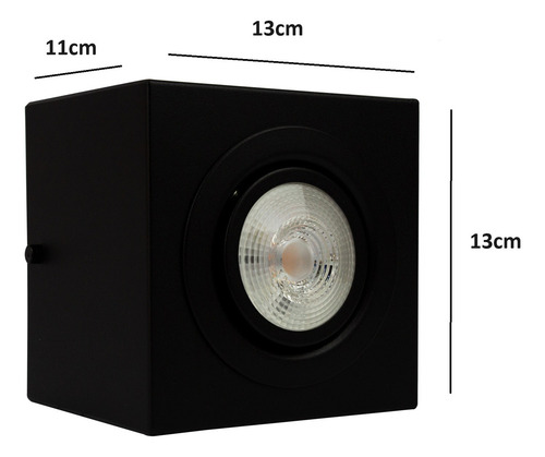 Plafon Spot De Sobrepor Box Quadrado Par20 + Led Incluso Estrutura Preto Quente