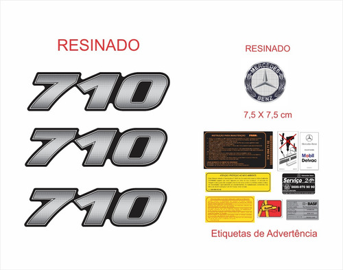 Kit Adesivo Emblemas Compatível Com Mercedes Benz 710 Krt08