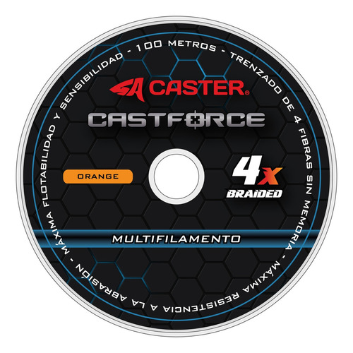 Multifilamento Caster Castforce 4x 0.18mm 27lb 100m Color Naranja