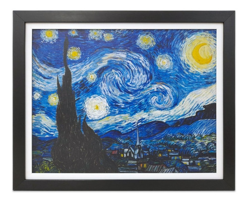 Cuadro La Noche Estrellada Van Gogh Lienzo Enmarcado 60x50