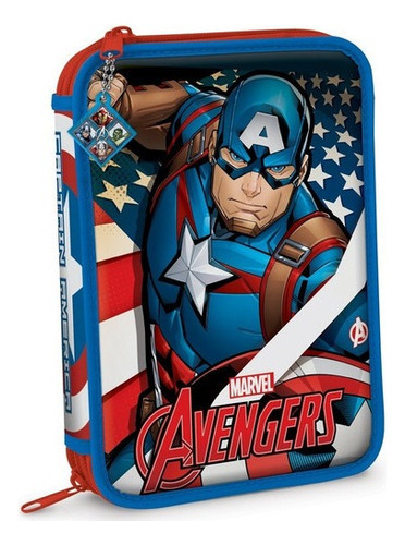 Cartuchera Canopla 2 Pisos Capitan America Avengers 85141 Color Azul/Rojo
