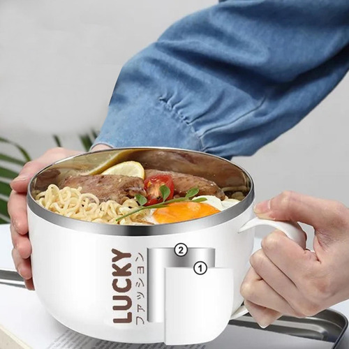 Cuenco De Ramen De Acero Inoxidable Con Tapa, Cocina De