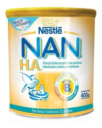 Imagen 1 de 1 de Leche de fórmula en polvo Nestlé Nan H.A.  en lata  de 400g - 0  a 12 meses