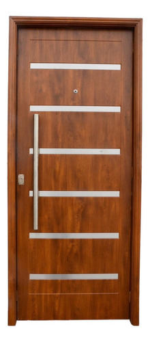 Puerta De Entrada Doble Chapa Inyectada Símil Madera 80x200 