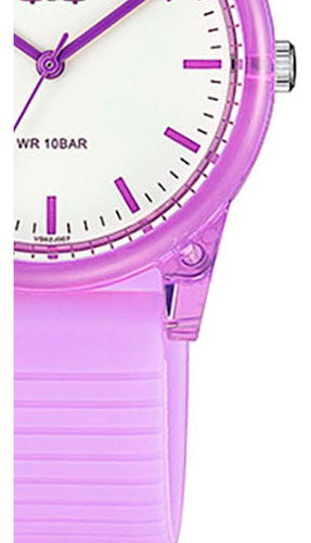 Reloj Q&q Caucho Análogo Mod. Vs62 Sumergible 10 Bar Malla Lila - 007