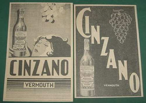 Clipping Lote 5 Publicidades Antiguas Cinzano Vermouth