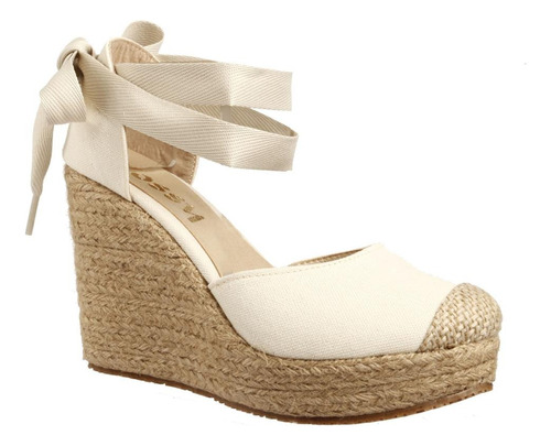 Zapato Alpargata Beige De Mujer Plataforma Ligera 10cm Yossy