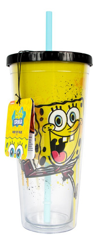 Vasos Bob Esponja Con Popote - Geek Industry Color Amarillo