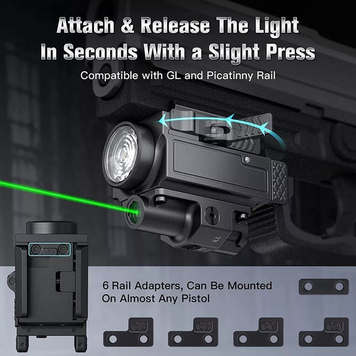 Lanterna De Pistola Com Laser Dot Recarregável 800lm Para Gl