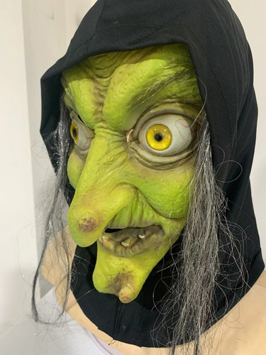 Máscara De Bruja Vieja De Látex Verde Espeluznante Para Hall