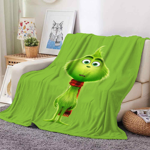 Manta De Cama Con Estampado Grinch De 150 X 200 Cm, Colcha D