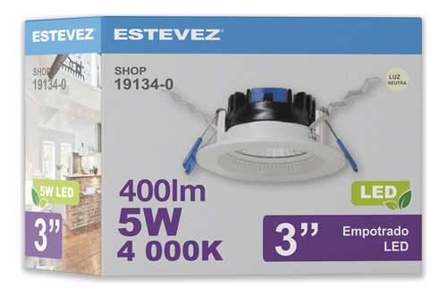 Luminario Tipo Downlight Para Empotrar En Techo Estevez Color Blanco