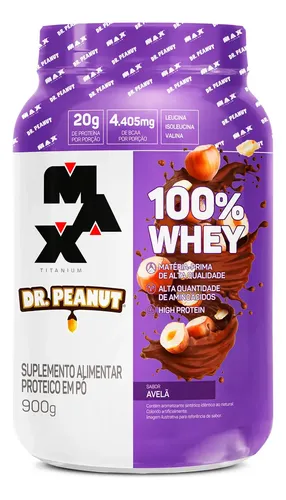 Whey Concentrado Max Titanium 100% Whey Dr Peanut 900g Avelã
