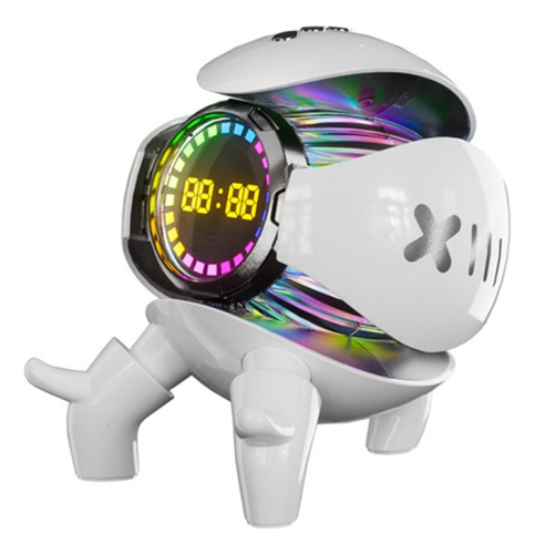 Altavoz Bluetooth Reloj Despertador Fm Diseño Robot Con Rgb