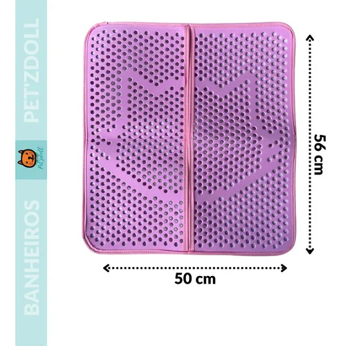 Caja de arena grande para gatos con alfombrilla colectora de 24 horas, color negro/rosa