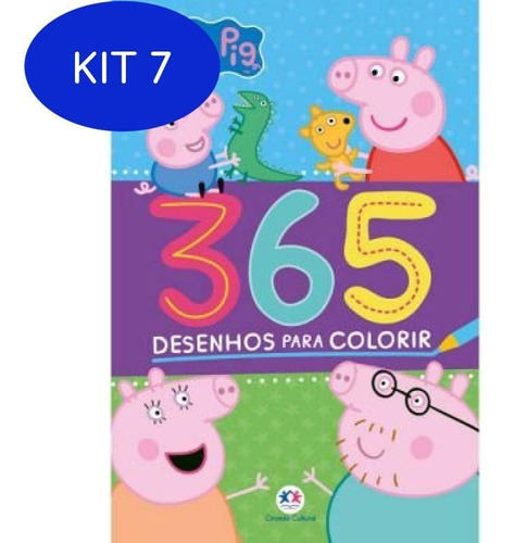 Kit 7 Livro Peppa Pig - 365 Desenhos Para Colorir