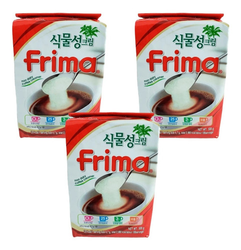 3 Creme Para Café Frima Pronto Em Pó Cremoso 500g Coreia