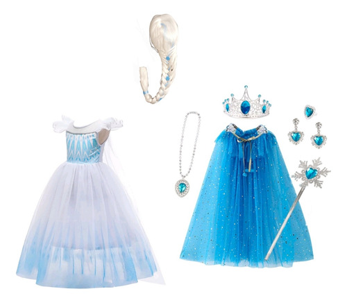 Disfraz Elsa Frozen De Lujo Princesa De Hielo Para Niña Con Accesorios Completos 