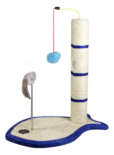 Juguete Rascador Poste Sisal, Base Pez Y Pelota Para Gatos