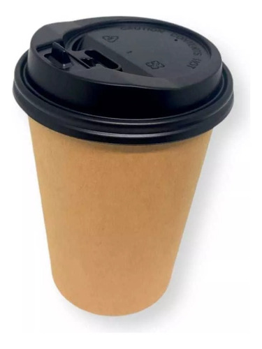 Vaso Polipapel Kraft Café O Té Kraft 8oz Con Tapa 100 Unid