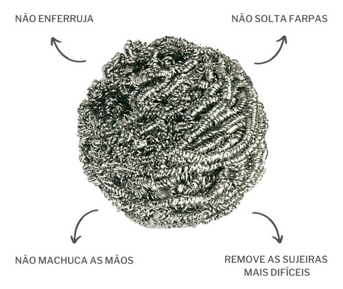 Esponja Aço Inox Flash Limp Limpeza Pesada Ea1409 Não Enferr