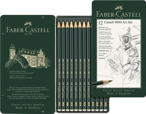 Lapices Grafito Faber Castell 9000  Set 12 