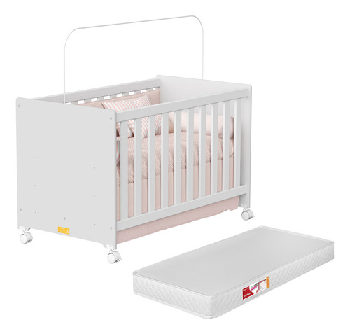 Lojas Bela Berço Multifuncional Vira Caminha Americano 2 X 1 Com Colchão Impermeavel Para Quarto Baby
