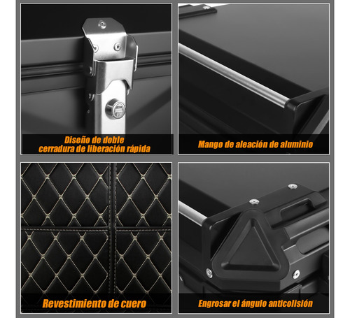 Motocicleta Caja Para Moto Top Case Maletero Aluminio 65l Negro