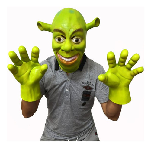 Máscara De Shrek Verde Guantes De Garra Fiesta De Disfraces
