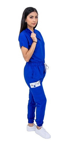 Pijama Quirúrgica Dama Jogger Antifluido Scrubs Cupatitzio Azul Liso Ch