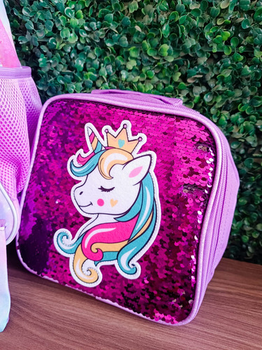 Conjunto De 3 Mochilas, Mochila Con Ruedas Para Niñas Morado Unicornio