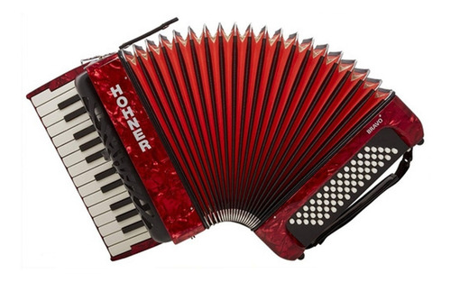 Acordeón A Piano Hohner Bravo Ii 60 Bajos Color Rojo