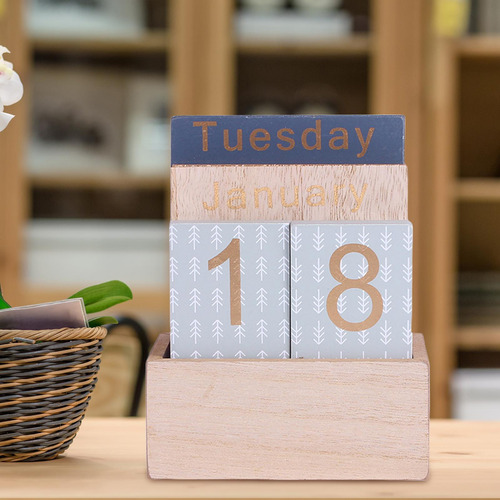 Calendário Criativo Perpétuo Estilo Antigo De Madeira D