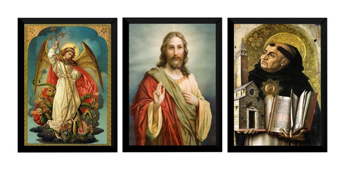  Quadros Religiosos Jesus  Arcanjo Miguel E Tomas De Aquino