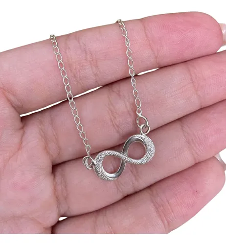 Colar Feminino Prata 925 Cordão 45cm + Pingente Infinito
