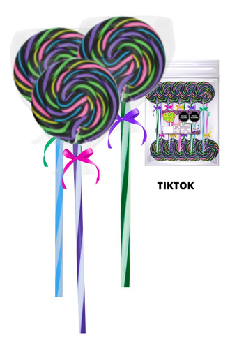 Paleta Trenzada Caramelo 60pz Color Tiktok Dulces, Fiestas.