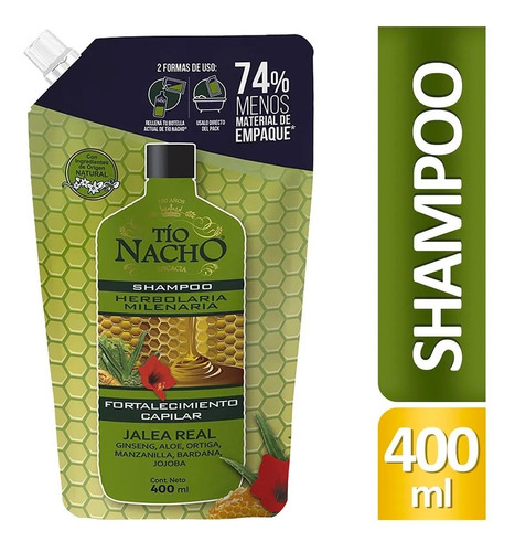 Repuesto Shampoo Tío Nacho Herbolaria Milenaria X 400 Ml