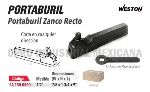 Porta Buril Zanco Recto 1/2´´ Dimensiones 7/8 X 1-3/4 X 9´´