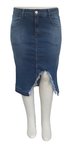Saia Jeans Plus Size Moda Blogueira Tamanhos 48 Ao 60