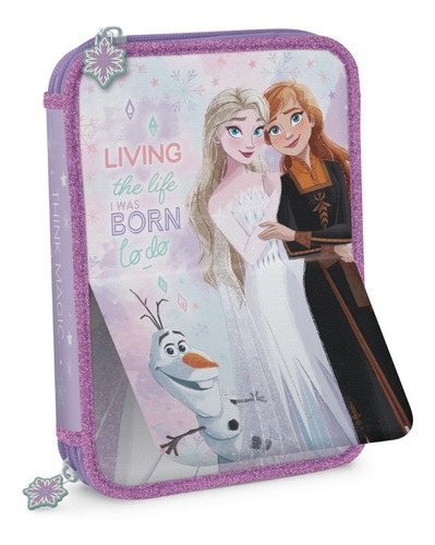 Cartuchera 2 Pisos Disney Frozen Elsa Anna Tapa Reversible