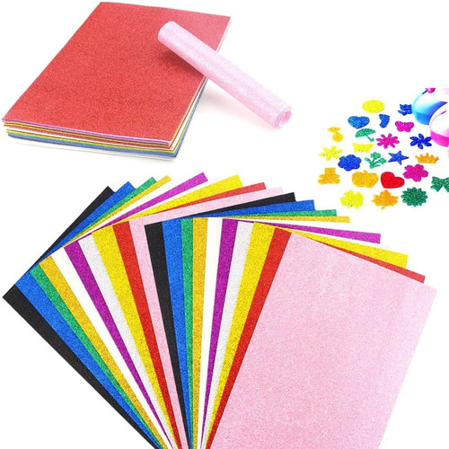 Pcs Eva Glitter Craft Foam Sheets, Foamie Sheets Rainbo...