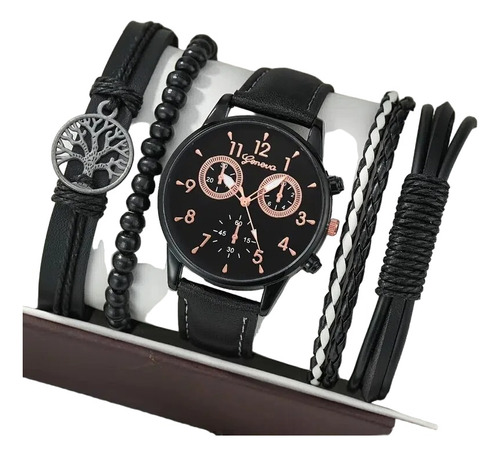 Reloj Deportivo Para Hombre Y 4 Pulseras Negras