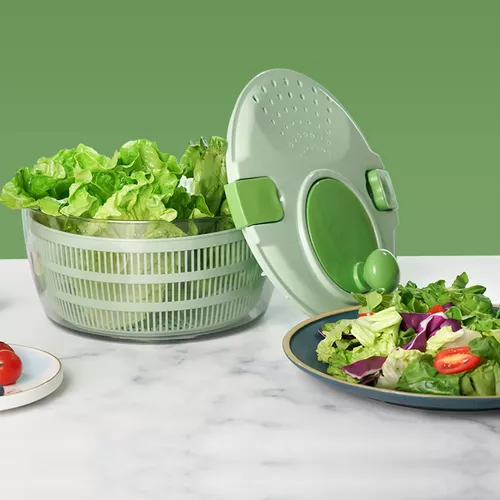 Centrifugadora de ensalada 4 litros, plástico, escurridor manual para  lechuga y verduras, mecanismo de giro en la ta