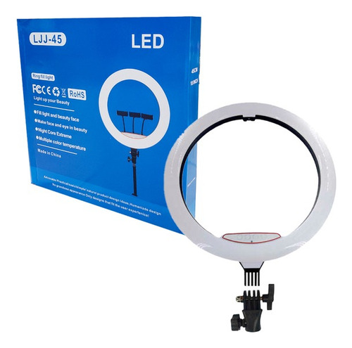 Aro De Luz Led Celular 18 Pulgadas 3 Celulares 45cm Fotos Color Negro
