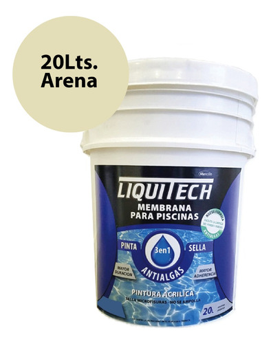 Membrana Para Piscinas 3 En 1 Liquitech Merclin 20lt.