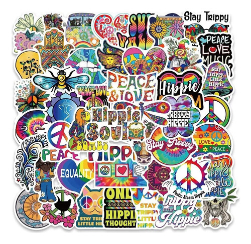 Set Stickers Hippie Decorativo Calcamonia Skateboard Pegatin