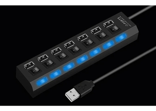 Hub Usb 2.0 7 Puertos Con Switch Led Laptop Pc Multiconector