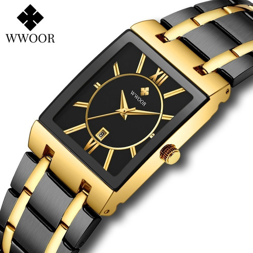 Reloj Wwoor De Acero Inoxidable Para Hombre, Pulsera De Cuar