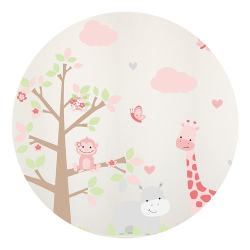 Imagem 3 de 7 de Adesivo De Parede Infantil Para Quarto Safari Menina