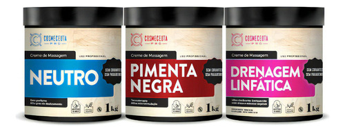  Kit Drenagem+neutro+pimenta Negra 1kg Cosmeceuta